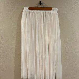 Cream Pleated Skirt
